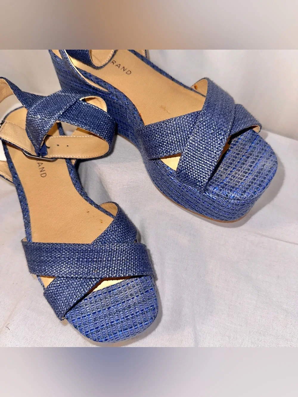 Lucky Brand Women's Size 7 Blue Denim Look Platform Sandals 2.5” Heels